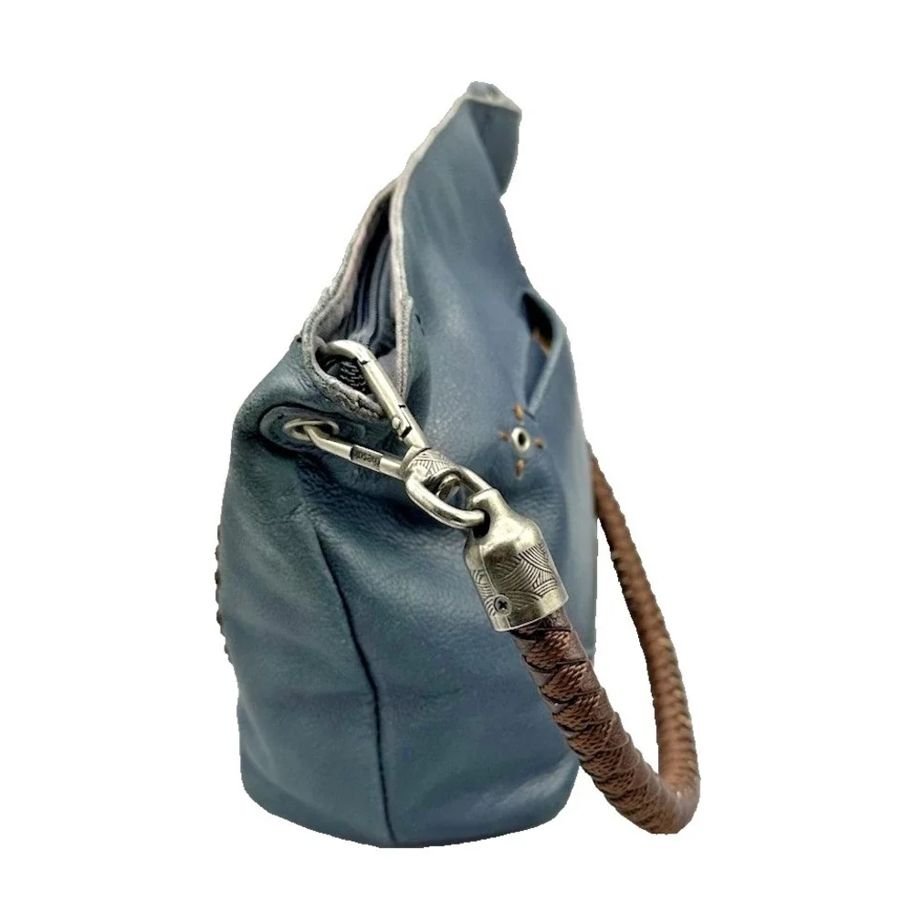 The Sak Black Leather Demi Shoulder Bag‎ Braided Strap Intricate metal design